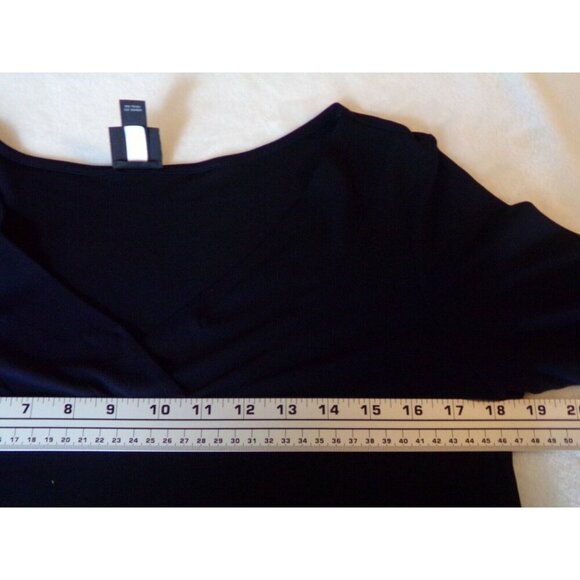 EILEEN FISHER Top Women XS Dark Blue 100% Silk Scoop‎ V-Neck 3/4 Sleeve - Picture 8 of 8